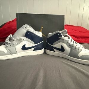 Jordan Air Mid Sneakers White and Midnight Navy